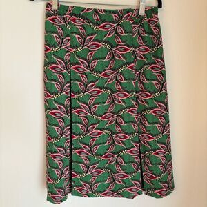 Pleione Women’s peacock bird feather jewel tone knee length pleated skirt large